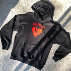 Adidas Black Hoodie with Red Heart Logo